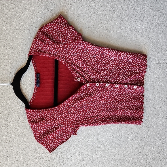 Brandy Melville Tops Brandy Melville Rare Red Floral Zelly Eyelet
